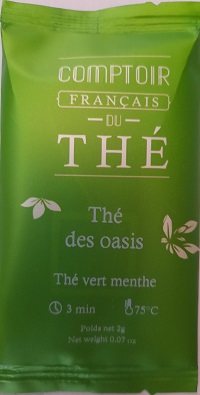 Sachet Thé Vert des Oasis individuel Boite sachet Café Boulet 2
