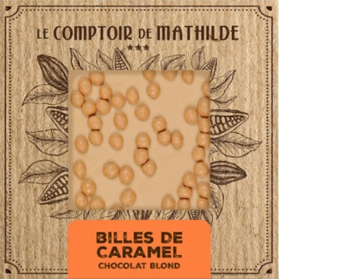 Tablette chocolat blond billes caramel 80G Gourmandises Café Boulet