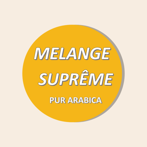 Étiquette du café Mélange Suprême, 100 % arabica.
