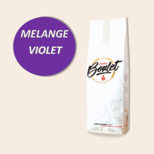 Paquet de café Violet signé Cafés Didier Boulet. Un mélange de robusta et d’arabica.