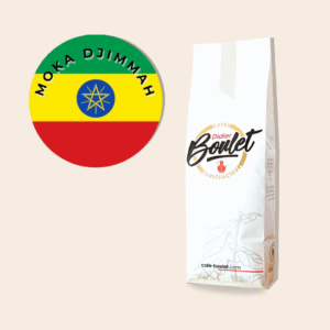 Paquet de café Moka Djimmah, signé Cafés Didier Boulet.