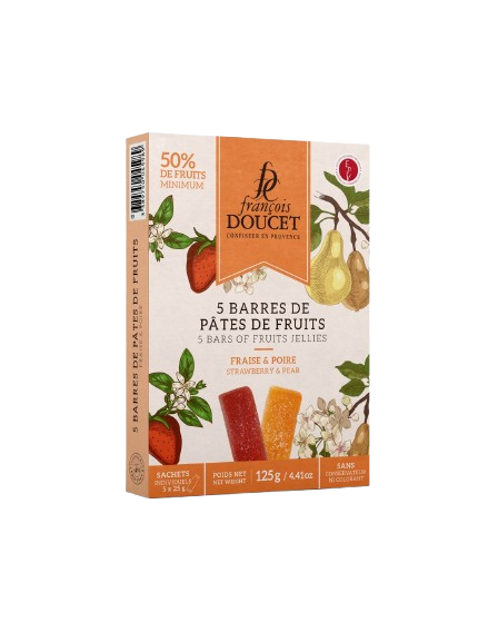 5 Barres de Pâtes de Fruits Fraise & Poire - 125g