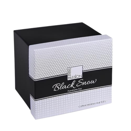 Boîte contenant une théière Black Snow mat de la marque table passion.