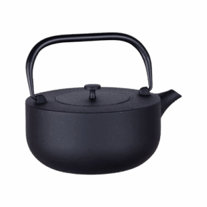 Théière en fonte Fuji de couleur noire, d’une contenance de 1,2 L.
