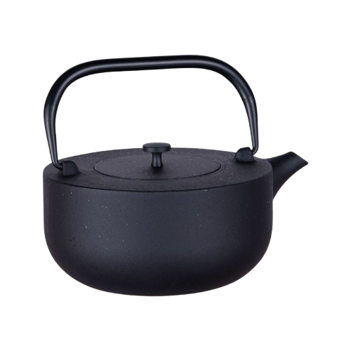 Théière en fonte Fuji de couleur noire, d’une contenance de 1,2 L.