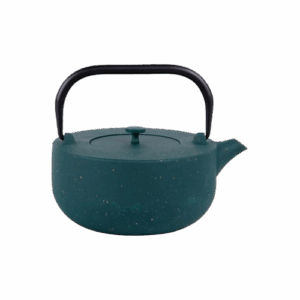 Théière en fonte Fuji de couleur vert, d’une contenance de 1,2 L.