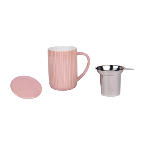Tisanière de 47cl Tiao rose de la marque Table Passion avec son infuseur.
