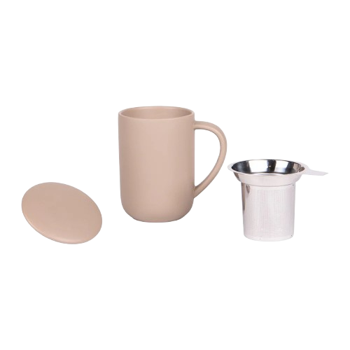 Tisanière de 47cl Uno beige mat de la marque Table Passion avec son infuseur.