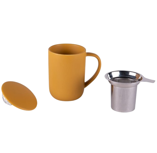 Tisanière de 47cl Uno jaune mat de la marque Table Passion avec son infuseur.